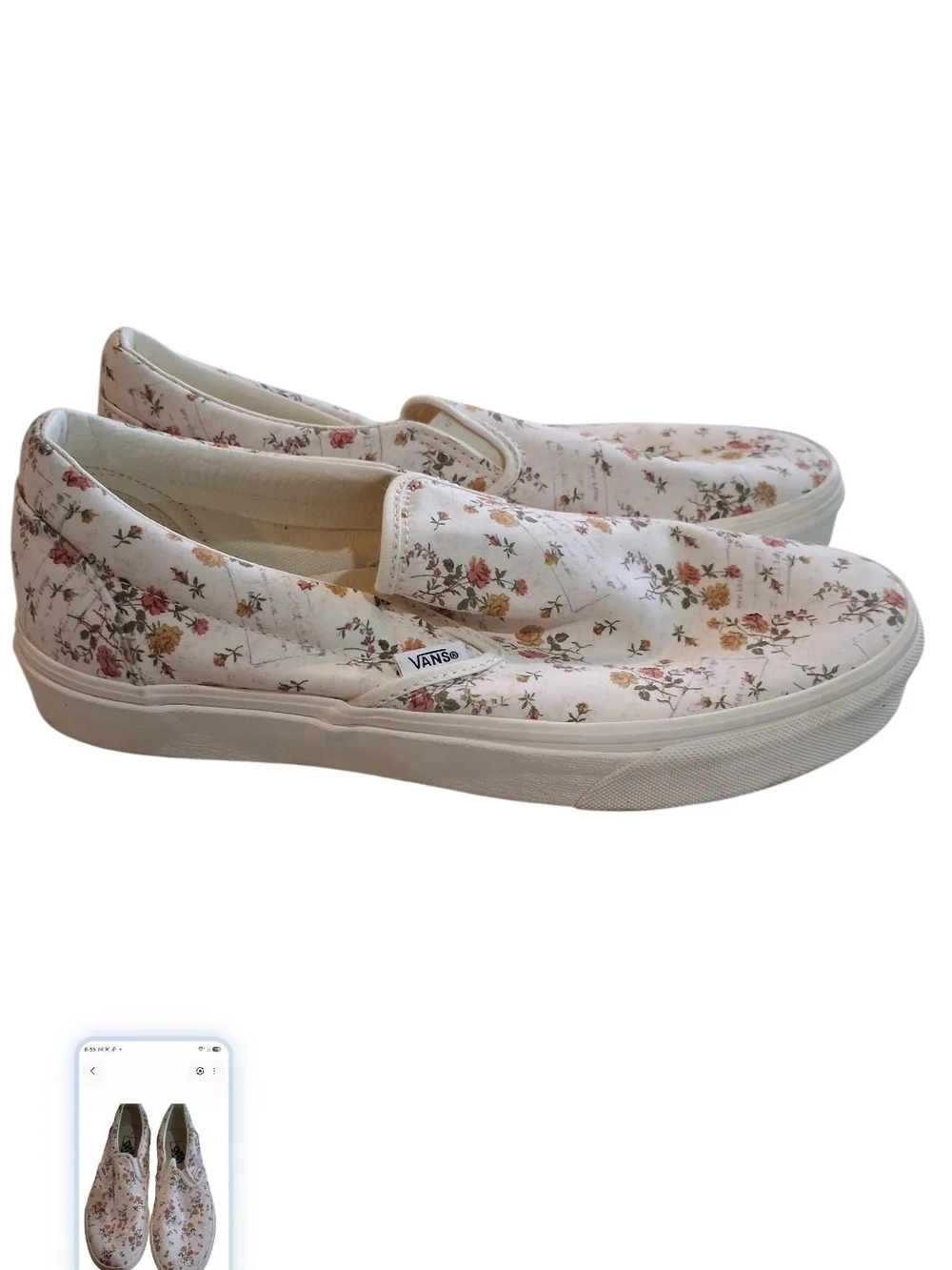 Vans Classic Slip-On Floral Canvas Sneakers - White/Pink